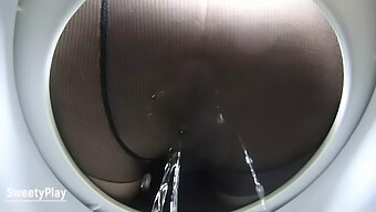 Mature Pantyhose Play With Close-Up Shower Action