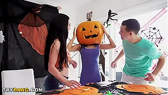 Busty Beauty Tia Cyrus Gets Stuck In A Pumpkin