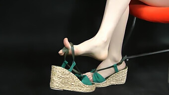 Witness The Beauty Of Asian Feet In Wedge Espadrille Sandals