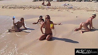 18+ Lesbian Pussies Get Naughty On A Public Beach