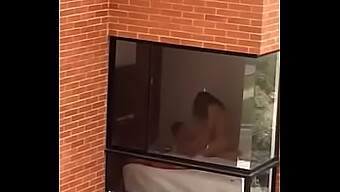 Horny Couple Caught In The Act By The Window