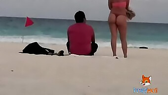 Bareback Threesome On The Beach With A Hotwife