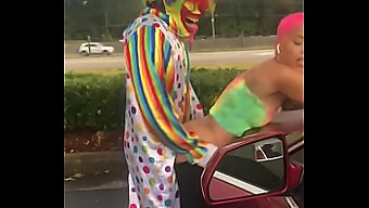 Ebony Slut Jasamine Banks Gets Her Pussy Pounded By Gibby The Clown In Public